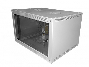 Netko Шкаф настенный 6U серия NOP3 (600х451х367), передняя дверь стекло, разборный, серый 