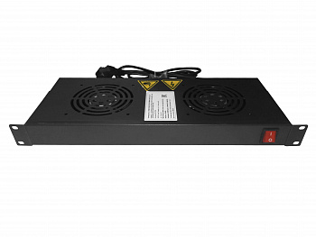 Netko Полка вентиляторная 19" 1U/2 вентилятора, с кабелем, черная, 